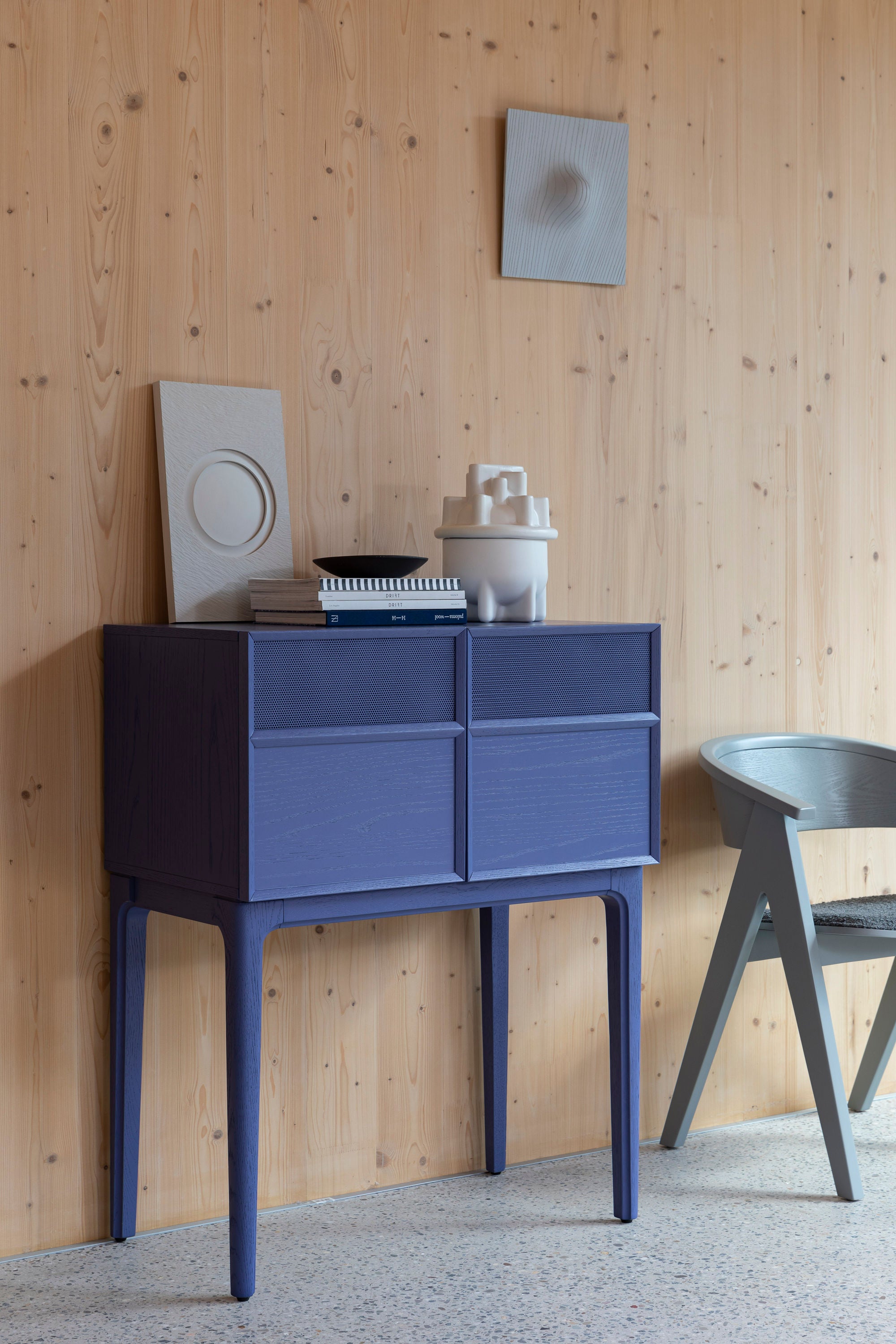 Zuiver June Ocean Purple Oak Wood Cabinet